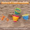 JOYIN 3 Packs Foldable Pail Bucket with Shovels & Mesh Bag, Collapsible Buckets Multi Purpose for Beach, Camping Gear, Beach Party, Fishing, and Fun Summer Activities (Yellow/Blue/Green) view 3