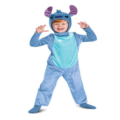 Disguise Stitch Costume for Kids, Officially Lilo and Stitch Costume Jumpsuit and Headpiece, Toddler Size Large (4-6)