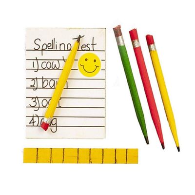Town Square Miniatures Dollhouse Child's Spelling Test Ruler and Pencils 1:12 School Desk Accessory