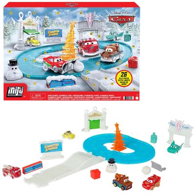 Disney Cars Toys Minis Advent Calendar Playset, One a Day Storytelling Racecar Accessories & Surprises, for Kids Age 3 Years and Older
