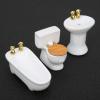 1/24 Dollhouse Miniature Bathroom Set, Simulation Ceramic Dollhouse Bathtub Toilet Sink Kit Dollhouse Furniture Accessories (A) view 4