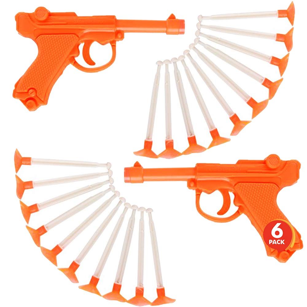 ArtCreativity Toy Guns (Pack of 6) - Toy Dart Guns for Kids - Total of 6 Toy Dart Pistols and 60 Suction Cup Darts, Summer Fun Toys for Outdoor, Indoor, Yard, Party Favors for Boys and Girls