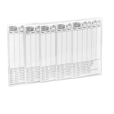 YARD FARKLE SCORE CARDS with Rules on the back- Laminated Farkle Score Card, Reusable Score Card, Size- 8.5" x 11" (FIVE Farkle Score Cards)