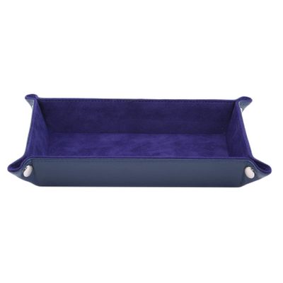 LIUCM Dice Tray Rectangle Foldable Dice Trays for Rolling Dice Games Metal Dice Rolling Tray PU Leather and Velvet,Sapphire
