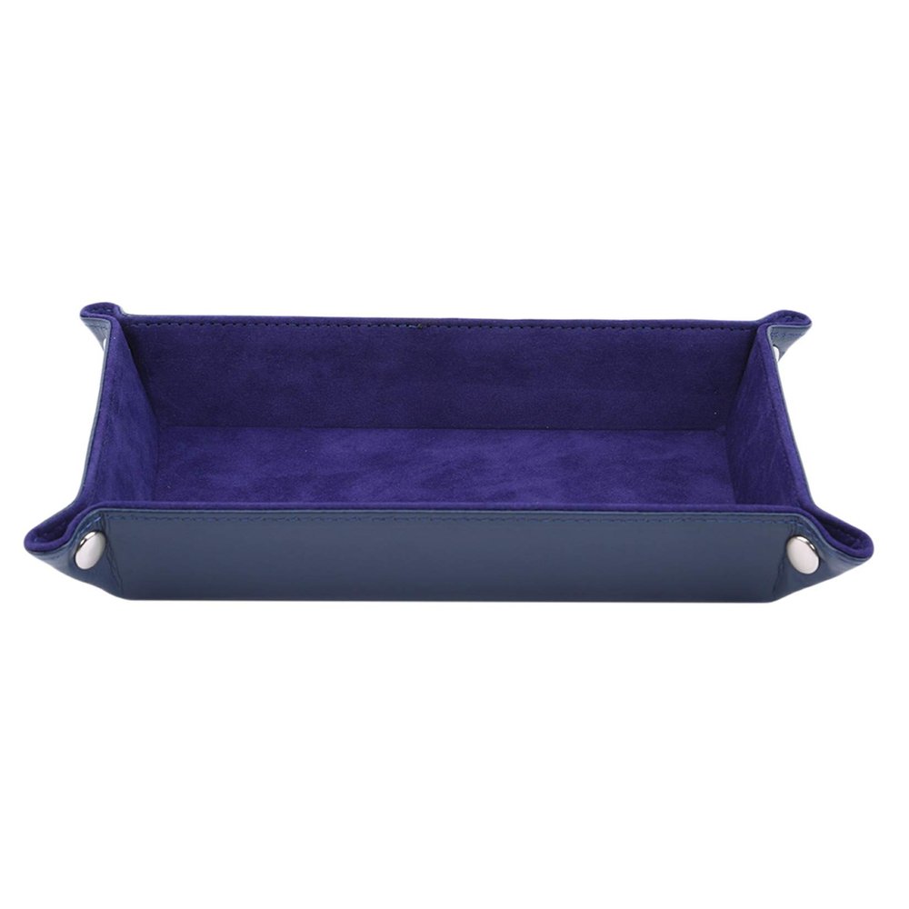 LIUCM Dice Tray Rectangle Foldable Dice Trays for Rolling Dice Games Metal Dice Rolling Tray PU Leather and Velvet,Sapphire