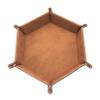 LIUCM Dice Tray Hexagon Foldable Dice Trays PU Leather Dice Holder for Rolling Dice Games Dice Rolling Tray,Brown view 1