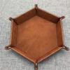 LIUCM Dice Tray Hexagon Foldable Dice Trays PU Leather Dice Holder for Rolling Dice Games Dice Rolling Tray,Brown view 2