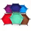 LIUCM Dice Tray Hexagon Foldable Dice Trays PU Leather Dice Holder for Rolling Dice Games Dice Rolling Tray,Brown view 4