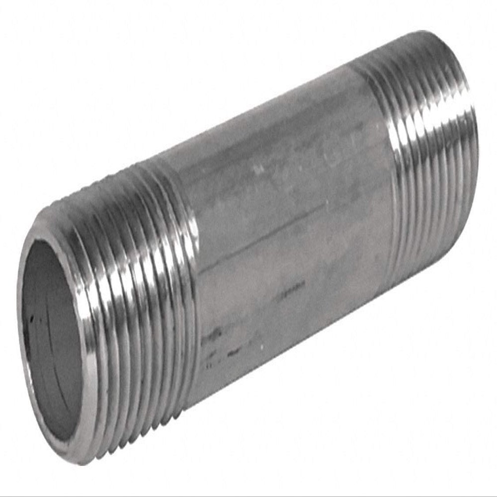1 1/4 in x 2 in 304 Stainless Steel Nipple, Pipe Schedule 80, Threaded on Both Ends-Each