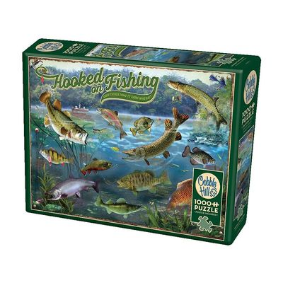 Cobble Hill 1000 Piece Puzzle - Hooked On Fishing - Sample Poster Included