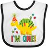 inktastic Dinosaur First Birthday 1 Year Old Baby Bib White and Black 3e4ce view 1
