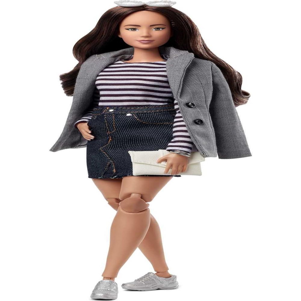 Barbie Signature @BarbieStyle Fashion Doll & Clothing Set, Curvy Brunette with 2 Tops, Skirt, Pants, Coat, Jacket, 2 Pairs of Shoes & Accessories