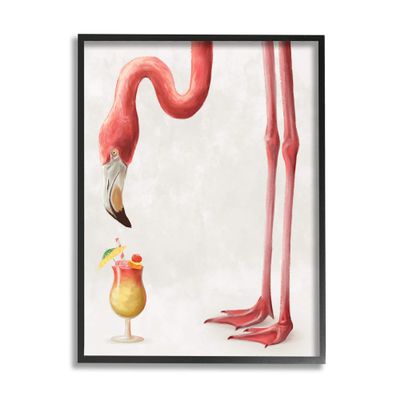 Stupell Industries Thirsty Pink Flamingo Mai Tai Tropical Cocktail