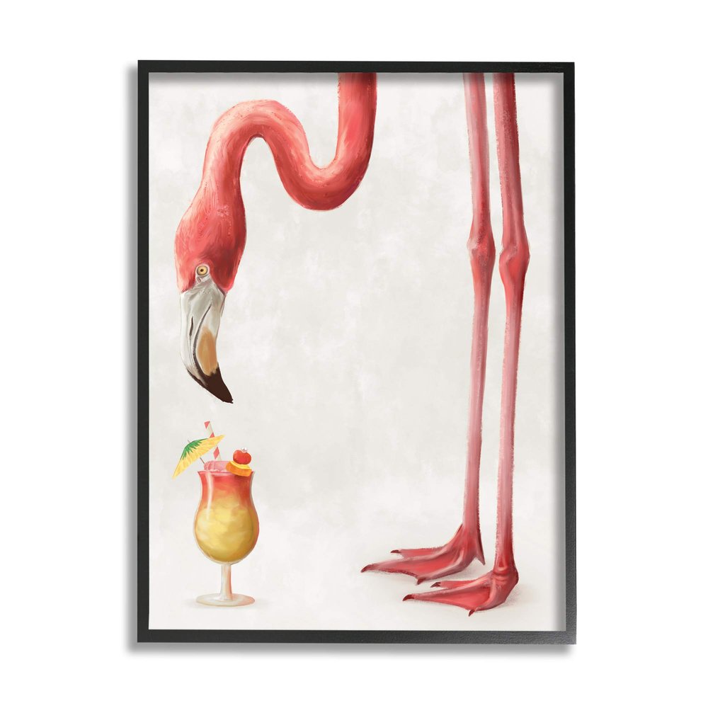 Stupell Industries Thirsty Pink Flamingo Mai Tai Tropical Cocktail