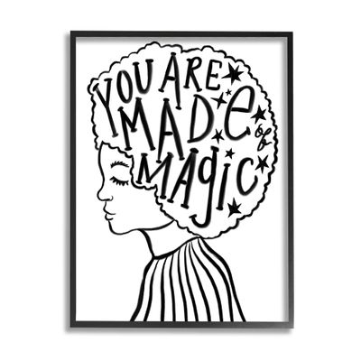 Stupell Industries Made of Magic Phrase Children's Hair Portrait