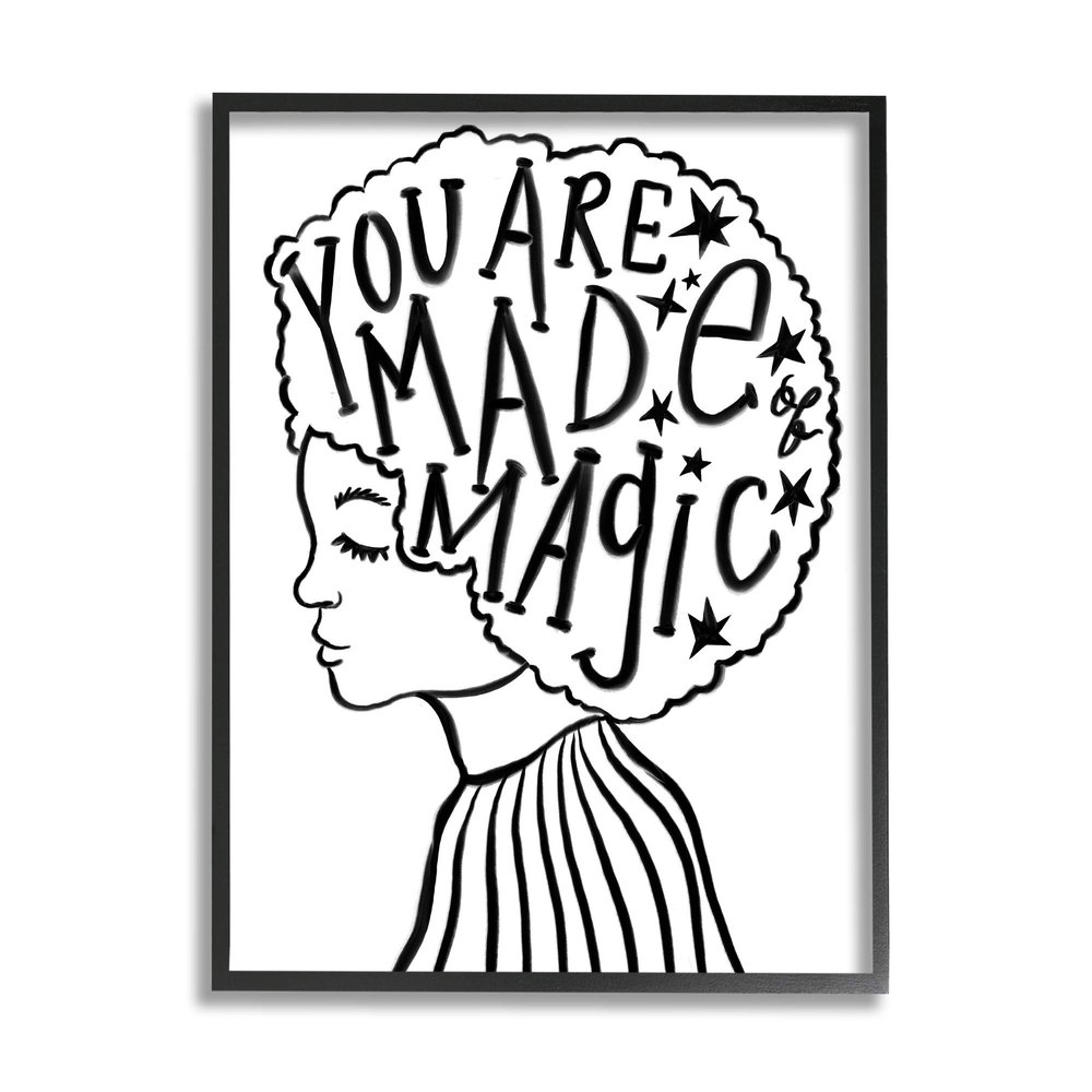 Stupell Industries Made of Magic Phrase Children's Hair Portrait