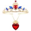 Botrinal Evie Red Heart Necklace and Descendants 3 Crown Gold Tiara Jewelry Set Queen of Hearts Evie for Girls Teen Halloween view 1