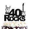40 Rocks Happy Birthday cake topper  Rock'n'Roll Theme Happy Birthday Party Decoration view 1