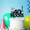 40 Rocks Happy Birthday cake topper  Rock'n'Roll Theme Happy Birthday Party Decoration view 3