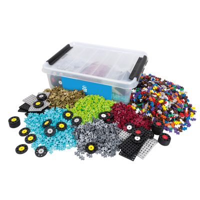PLUS PLUS - GO! Educational Tub - 2600 Pieces / 10 Baseplates / 40 Wheels - Vehicle Construction Building Stem / Steam Toy, Interlocking Mini Puzzle Blocks for Kids