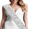 RhinestoneSash Bride To Be Sparkle Silver Sash - Premium BRIDAL Scalloped Sash for Bachelorette Party - Bridal Shower Decorations & Supplies - Silver Glitter Sash(Sclp B2B) Slv view 3