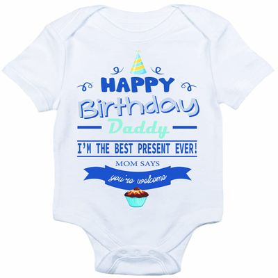 Happy Birthday Daddy, Happy Birthday Shirt, Happy Birthday Dad Bodysuit, Husband Birthday Gift, Dad Birthday Gift for Daddy, Funny Dad Gift (12(Bodysuit)) White