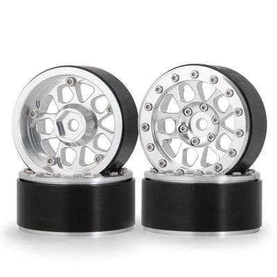 4pcs Alloy Beadlock 1.9" Wheel Rim for 1:10 RC AXIAL SCX10 D90 TRX4 CC01 (Silver)