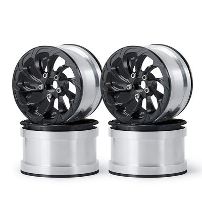 4Pcs Alloy 2.2" Metal Beadlock Wheels/Rims for 1/10 Scale AXIAL SCX10 D90 CC01 TRX4 RC Crawler Car (Black)