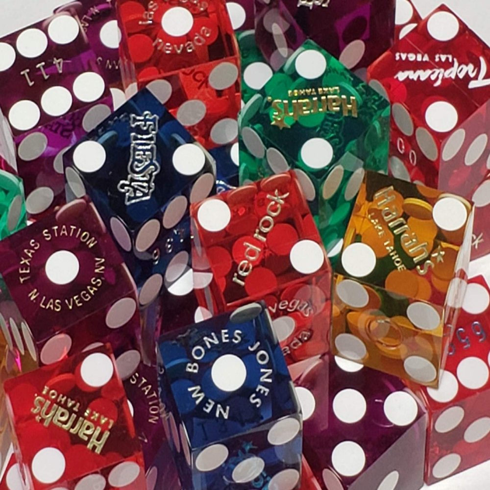 Authentic Las Vegas & Nevada Casino Table-Played Craps Dice - (8) Randomly Bundled Pairs