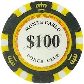 100 Dollar Monte Carlo Smooth 14 Gram Poker Chips - 100 Poker Chips