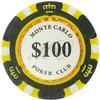 100 Dollar Monte Carlo Smooth 14 Gram Poker Chips - 100 Poker Chips view 1