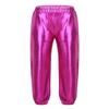 YEAHDOR Kids Girls Boys Sequins Hip Hop Jazz Dance Costumes Street Dance Pants Competition Trousers Metallic Rose_Red 7-8 view 1