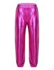 YEAHDOR Kids Girls Boys Sequins Hip Hop Jazz Dance Costumes Street Dance Pants Competition Trousers Metallic Rose_Red 8-10 view 1