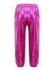 YEAHDOR Kids Girls Boys Sequins Hip Hop Jazz Dance Costumes Street Dance Pants Competition Trousers Metallic Rose_Red 8-10 view 2