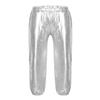 YEAHDOR Kids Girls Boys Sequins Hip Hop Jazz Dance Costumes Street Dance Pants Competition Trousers Metallic Silver 10-12 view 1