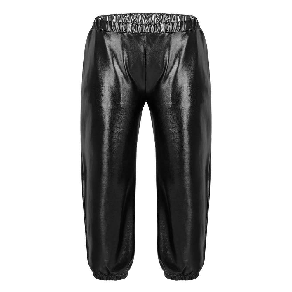YEAHDOR Kids Girls Boys Sequins Hip Hop Jazz Dance Costumes Street Dance Pants Competition Trousers Metallic Black 10-12