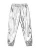YEAHDOR Kids Girls Boys Sequins Hip Hop Jazz Dance Costumes Street Dance Pants Competition Trousers Metallic Silver 8-10 view 3