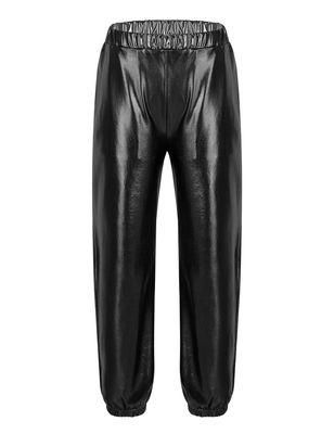 YEAHDOR Kids Girls Boys Sequins Hip Hop Jazz Dance Costumes Street Dance Pants Competition Trousers Metallic Black 8-10