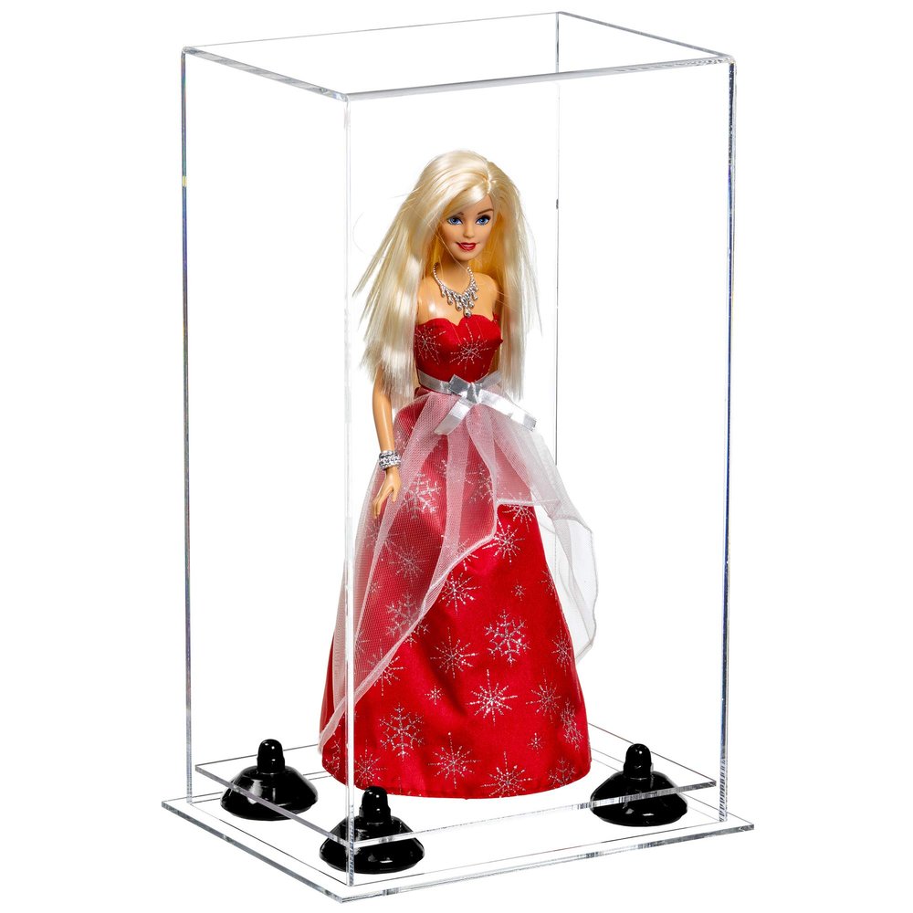 Better Display Cases Acrylic Versatile Display Case with Clear Case, Black Risers and Clear Base - 8" x 6" x 14" (A092/V18)