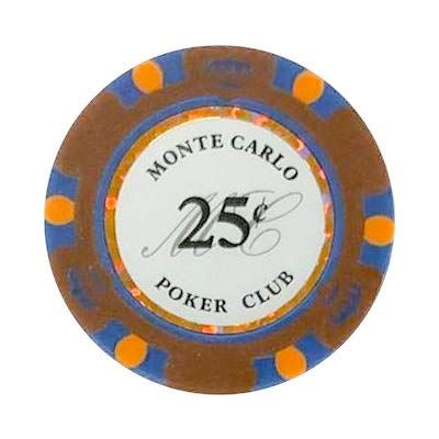 25Cents Monte Carlo Smooth 14 Gram Poker Chips - 100 Poker Chips (Brown)