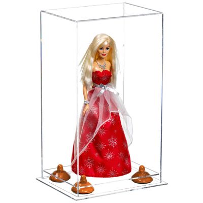 Better Display Cases Acrylic Versatile Display Case with Clear Case, Orange Risers and Clear Base - 8" x 6" x 14" (A092/V18)