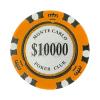 10000 Ten Thousand Dollar Monte Carlo Smooth 14 Gram Poker Chips - 100 Poker Chips (Orange) view 1