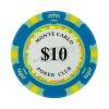 10 Ten Dollar Monte Carlo Smooth 14 Gram Poker Chips - 100 Poker Chips (Blue Green) view 1