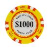 1000 One Thousand Dollar Monte Carlo Smooth 14 Gram Poker Chips - 100 Poker Chips (Yellow) view 1
