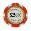 25000 Twenty Five Thousand Dollar Monte Carlo Smooth 14 Gram Poker Chips - 100 Poker Chips (Red2) view 1