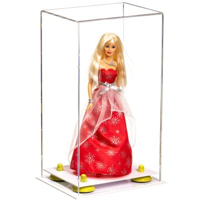 Better Display Cases Acrylic Versatile Display Case with Clear Case, Yellow Risers and White Base - 8" x 6" x 14" (A092/V18)