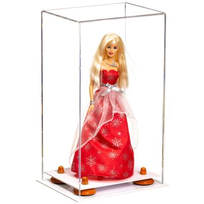 Better Display Cases Acrylic Versatile Display Case with Clear Case, Orange Risers and White Base - 8" x 6" x 14" (A092/V18)