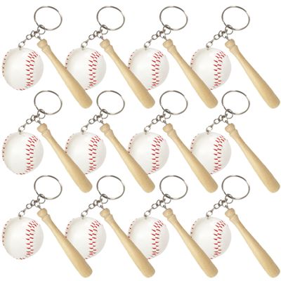 ArtCreativity Wooden Bat with Baseball Keychain, for Kids Age 8+, Set of 12 Perfect for Team Giveaways, Sports & Souvenir Favors, Victory Parties, Gifts for Athletes, Moms, Dads & Coaches