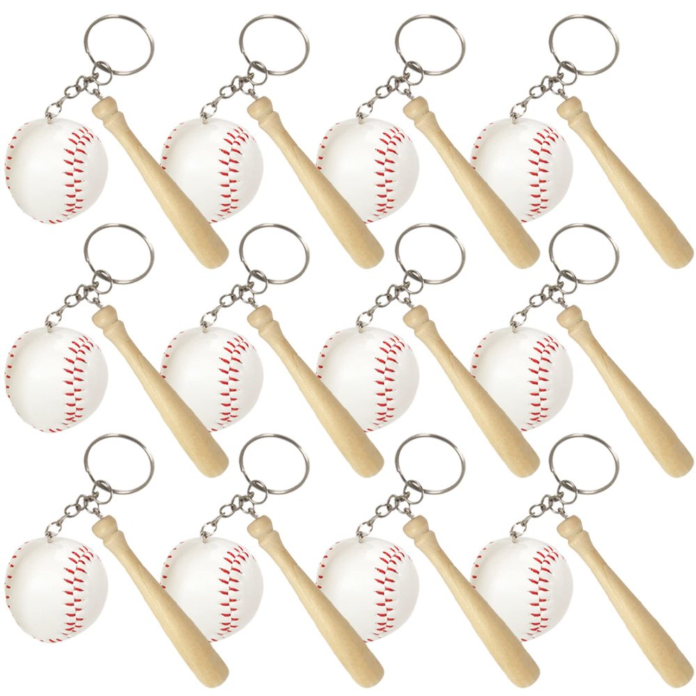 ArtCreativity Wooden Bat with Baseball Keychain, for Kids Age 8+, Set of 12 Perfect for Team Giveaways, Sports & Souvenir Favors, Victory Parties, Gifts for Athletes, Moms, Dads & Coaches