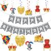25 Pieces Medieval Birthday Banner Castle Party Supplies Knight Birthday Decorations Medieval Whirls Hanging Decorations Stone Wall Shield Armour Shield for Party Supplies view 1